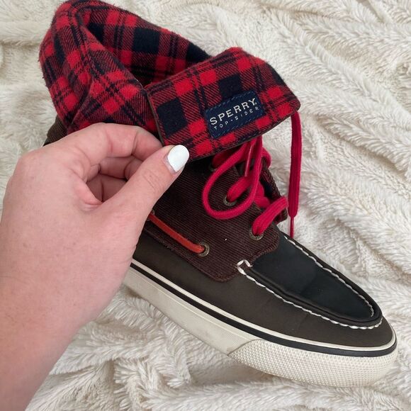 Sperry Acklins Olive Nylon corduroy fold over lace-up sneaker boots WITH BOX - Picture 3 of 9